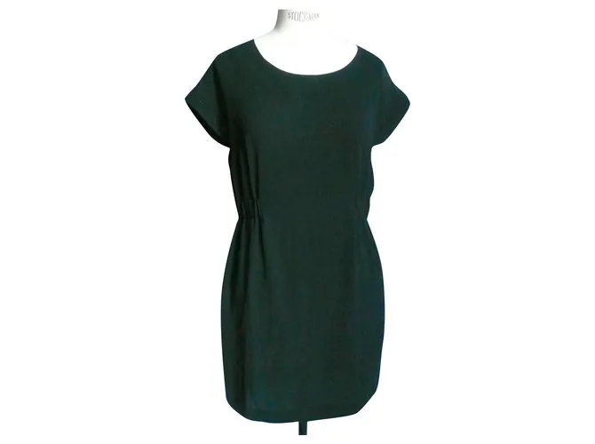 Autre Marque COTELAC Vestido midi negro arrugado tipo T1 Neuve 