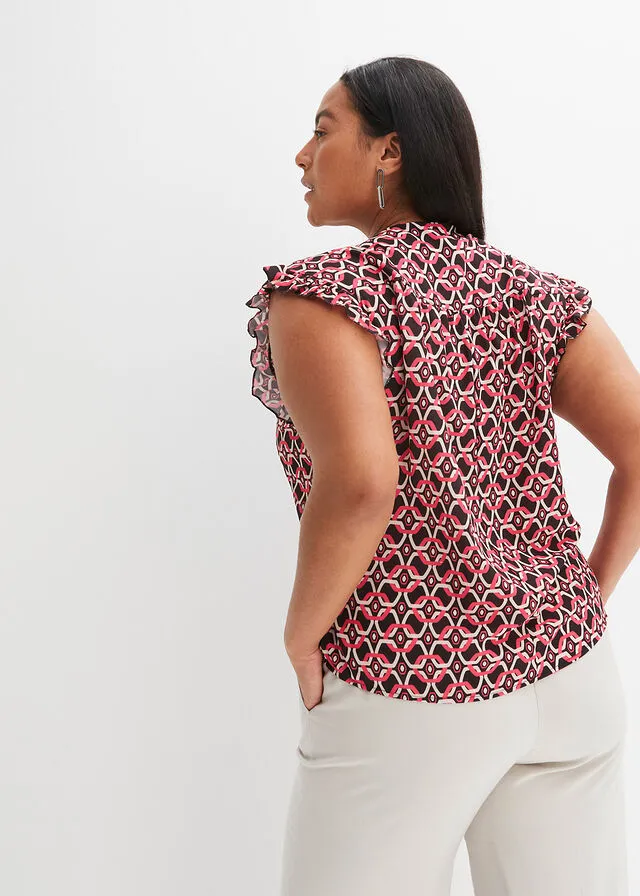 Blusa estampada Negro-rosa con estampado gráfico