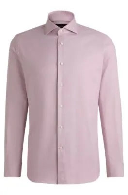 Camisa regular fit de algodón elástico con rayas diagonales