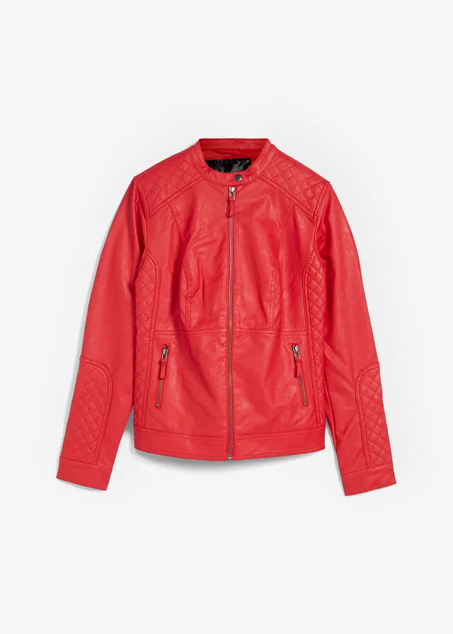 Cazdora motera de polipiel Rojo
