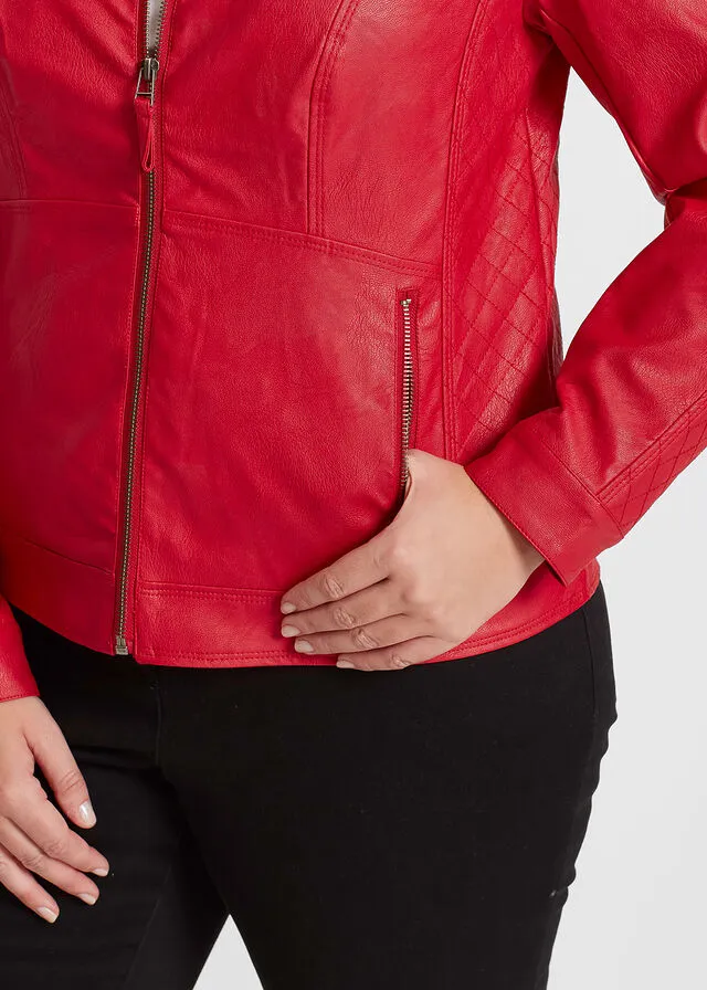 Cazdora motera de polipiel Rojo