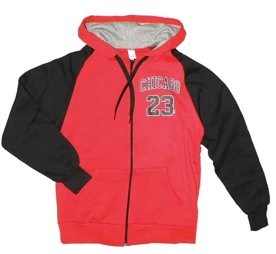 Chaqueta Bicolor FZ Básica Capucha Chicago Nº 23 (rojo/negro)