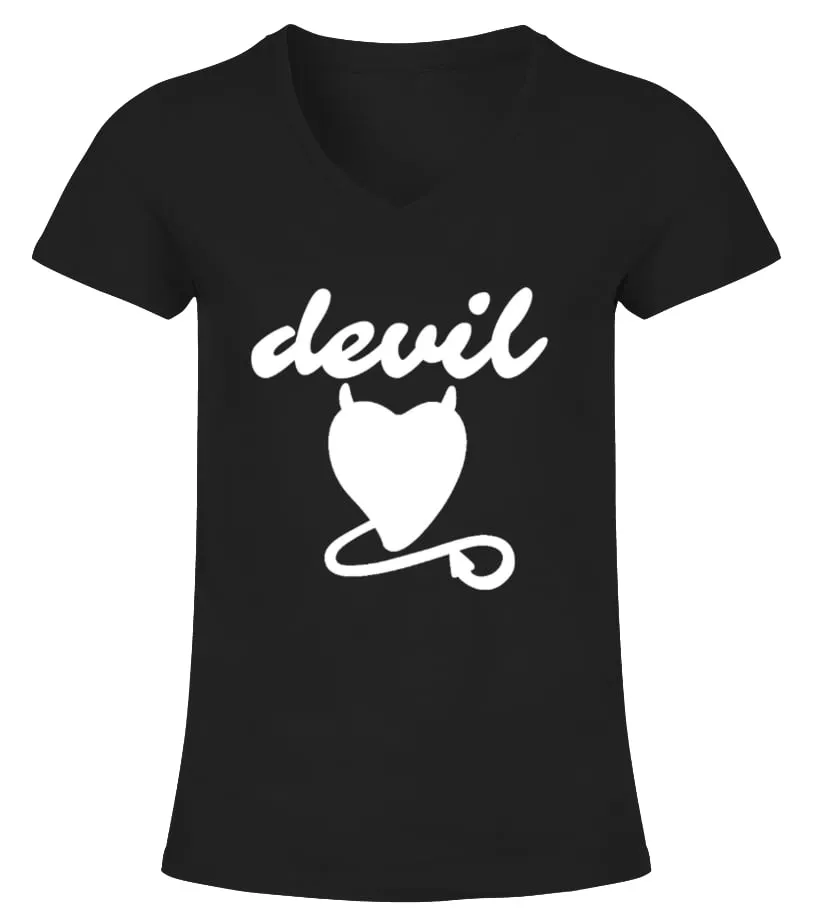 Devil  Angel    Valentines Couples Shirt For Him  Amp  Her Camiseta cuello pico Mujer