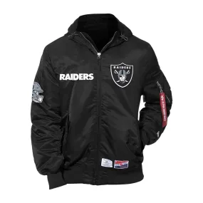 Las Vegas Raiders NFL x Alpha Industries Chaqueta Bomber Negra con Capucha