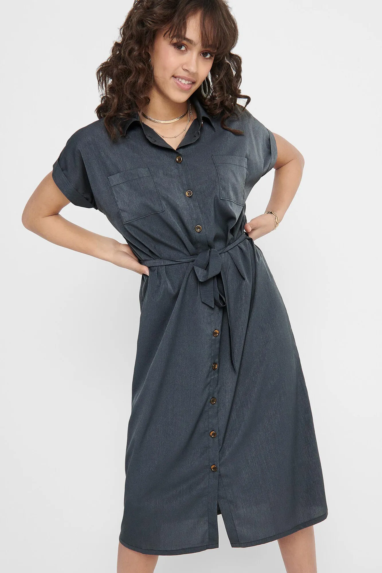 Only Vestido camisero midi
