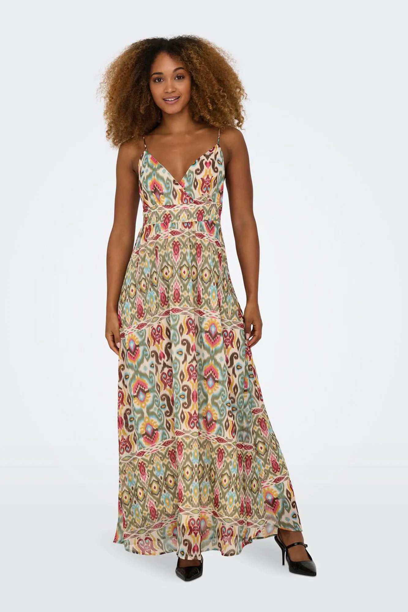 Only Vestido midi estampado de tirantes