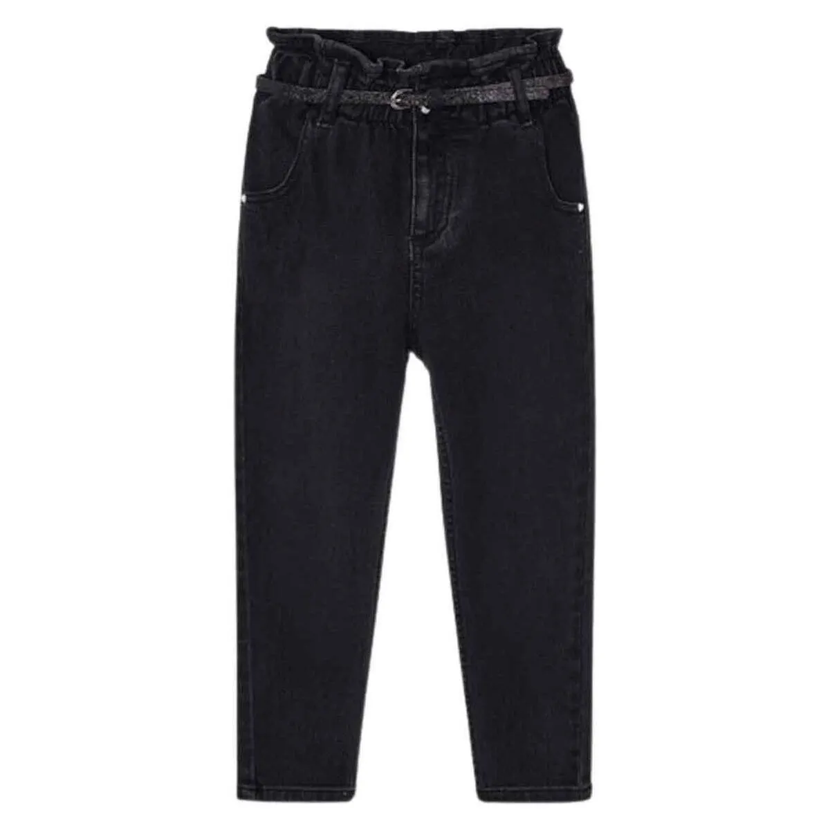 Pantalon largo denim cinturon