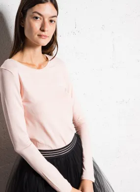 REPETTO Camiseta de punto de jersey con cuello redondo en rosa