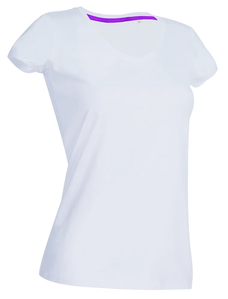 Stedman STE9130 - Camiseta Cuello Pico Mujer Megan - Blanco