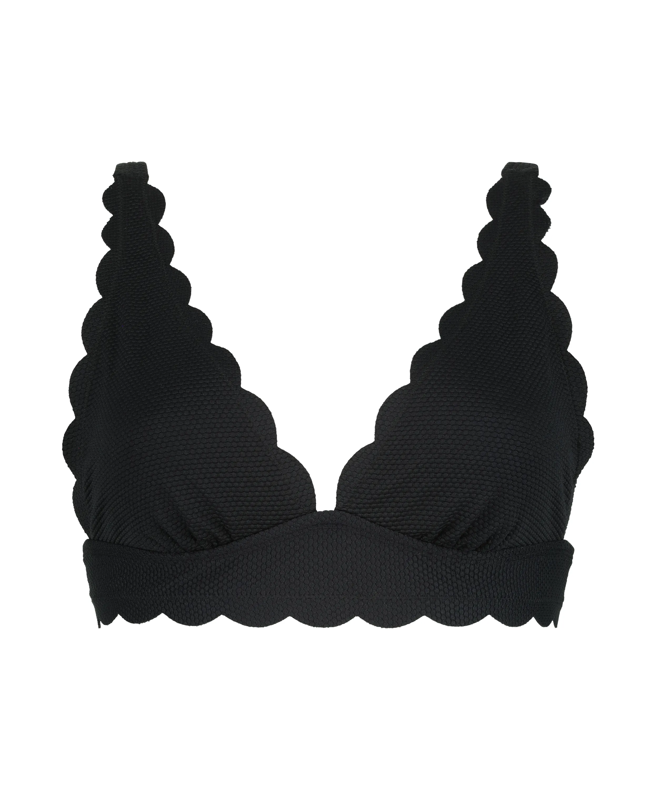 Top de bikini triangular Scallop - Negro