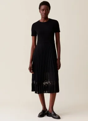 Vestido de dos materiales midi en negro