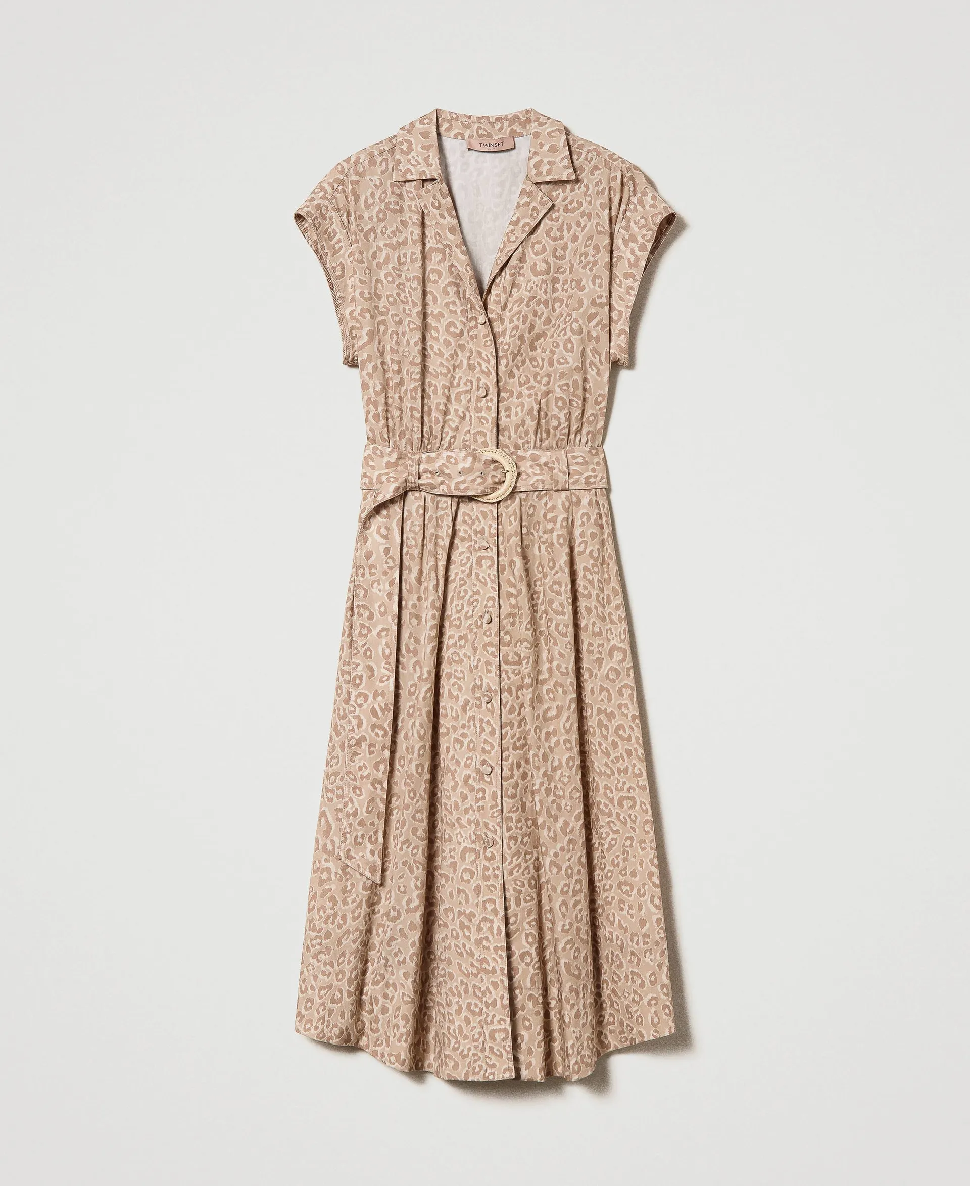 Vestido midi de popelina animal
