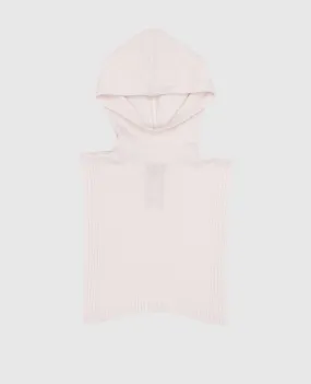 Yves Salomon Beige hood with bib made of wool and cashmere