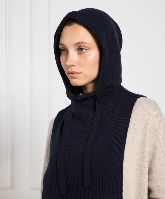 Yves Salomon Blue hood with cashmere bib
